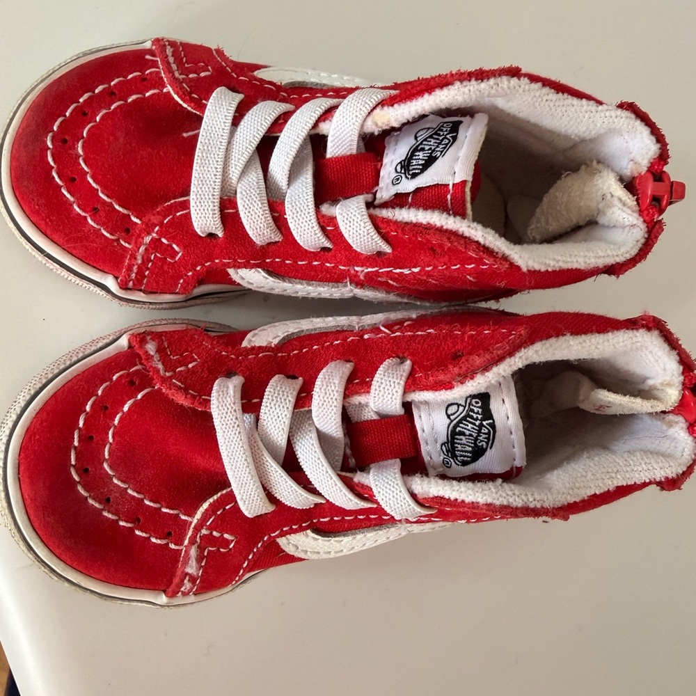 Vans Kids Red and White Sneakers